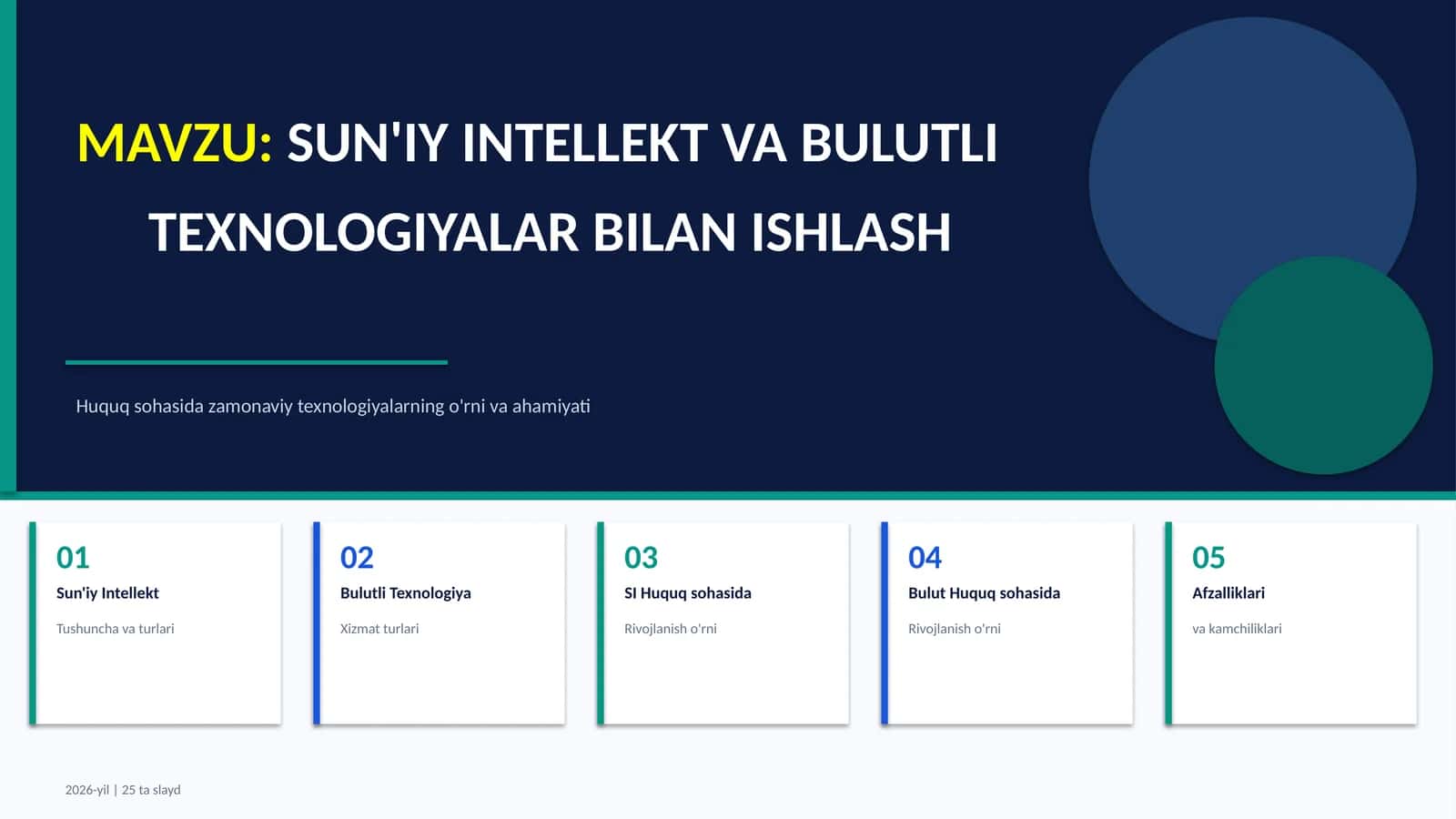 SUN'IY INTELLEKT VA BULUTLI TEXNOLOGIYALAR BILAN ISHLASH 1