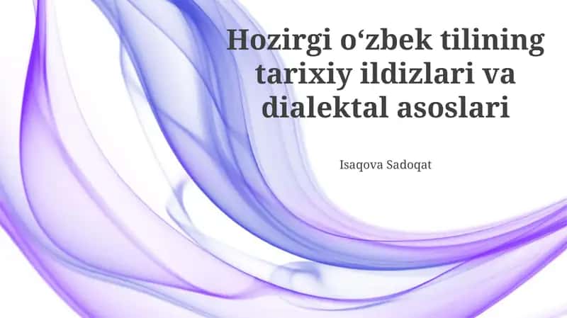 Zamonaviy oʻzbek tilining dialektal asoslari 1