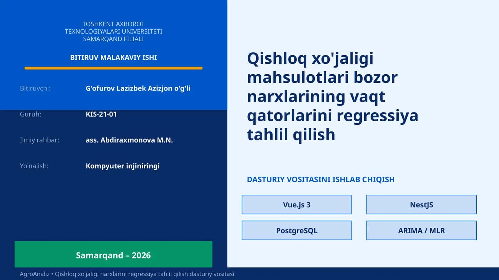 QISHLOQ XO'JALIGI NARXLARINI REGRESSIYA TAHLIL QILISH 1