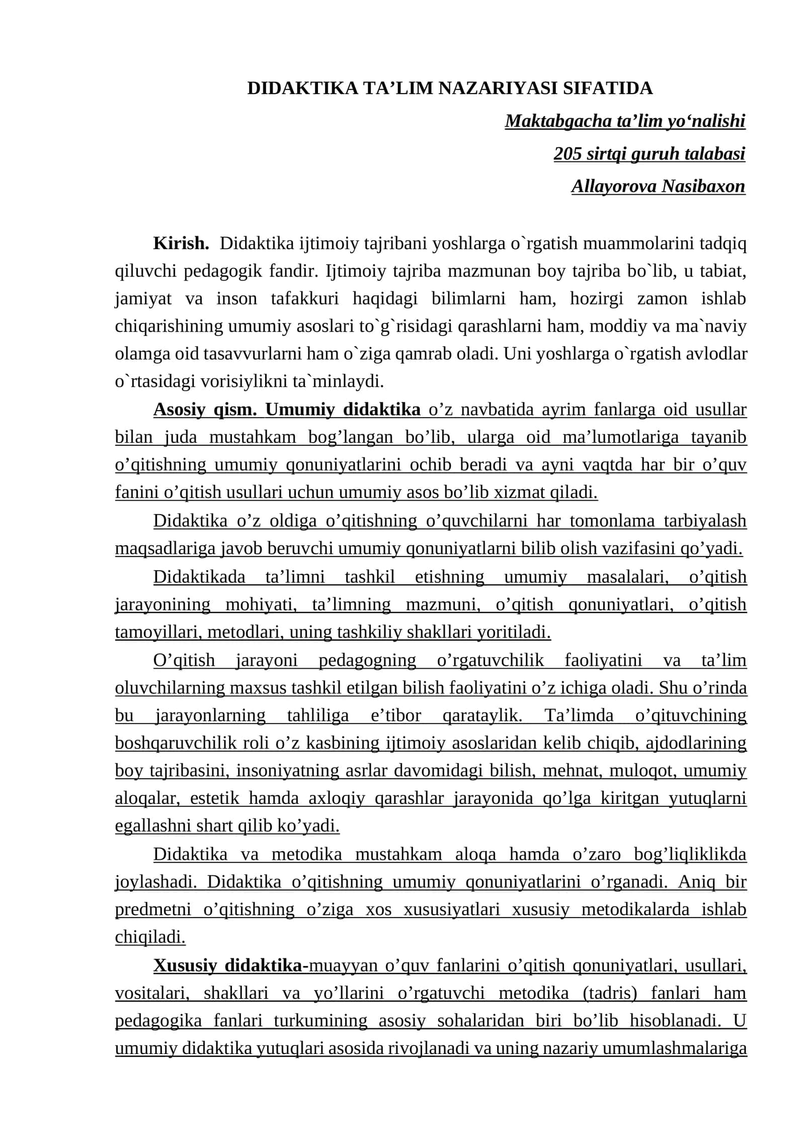 Didaktika TA’LIM NAZARIYASI SIFATIDA 1