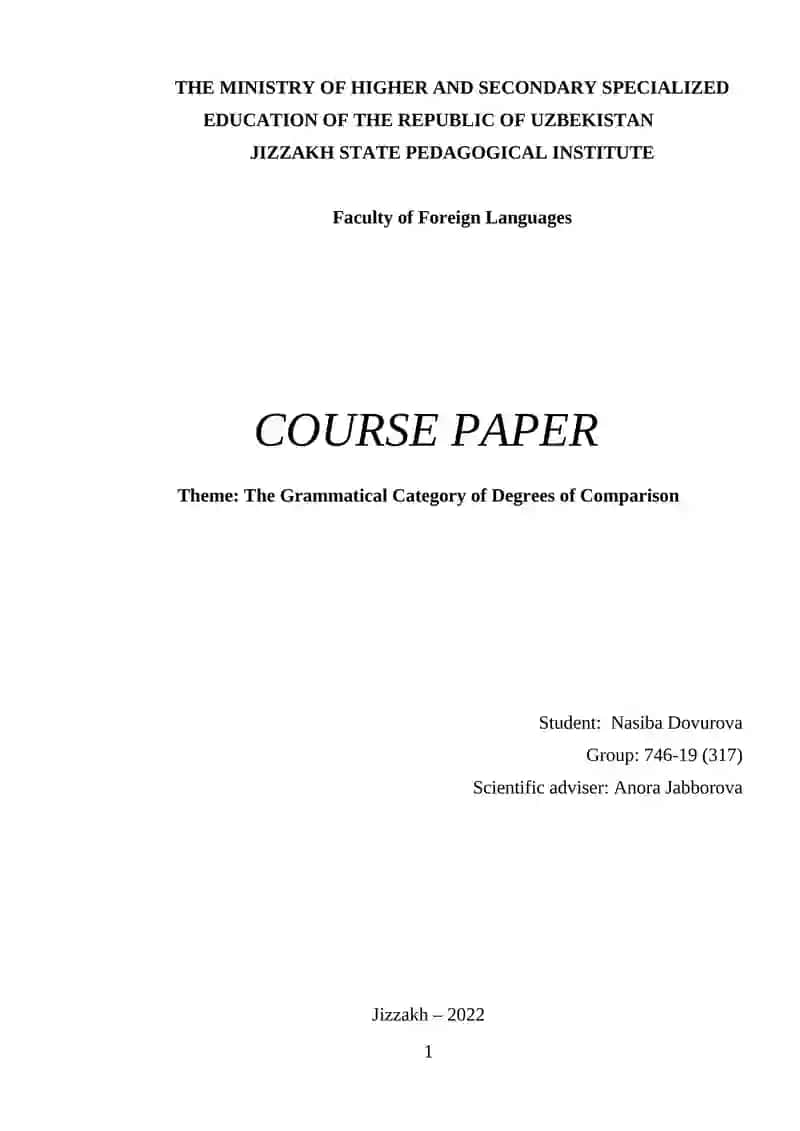The Grammatical Category of Degrees of Comparison