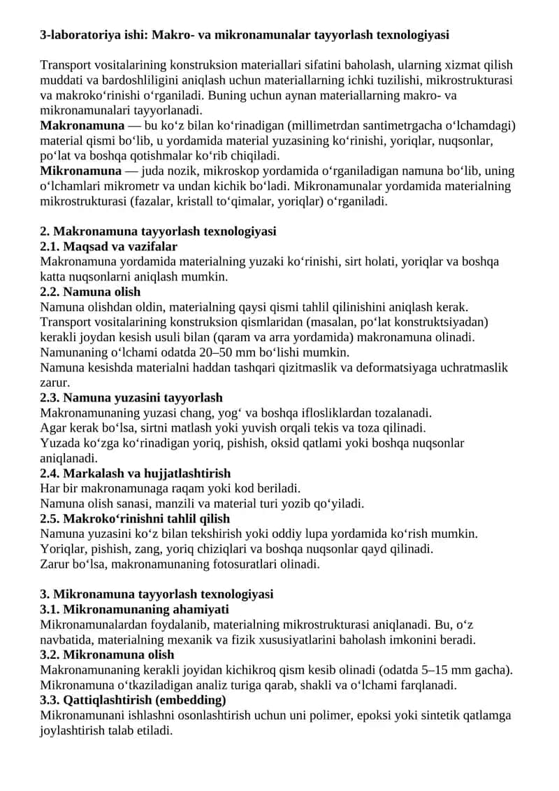 Makro- va mikronamunalar tayyorlash texnologiyasi 1