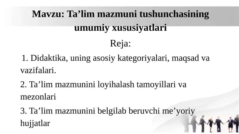 Ta'lim mazmuni tushunchasi 1