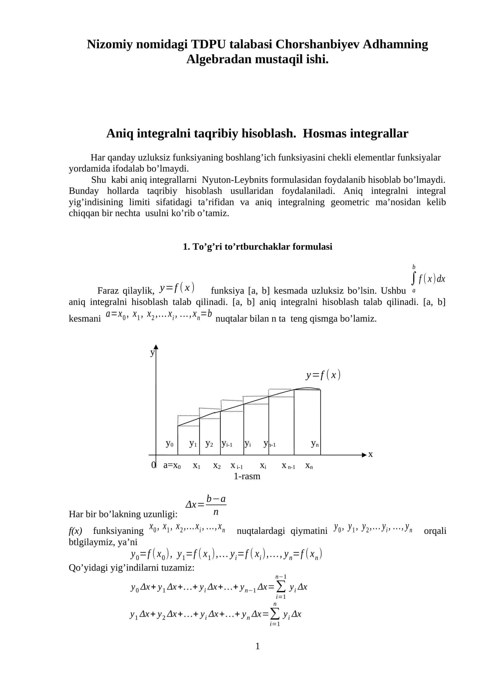 Algebradan mustaqil ish 1