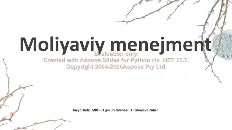 Moliyaviy menejment 1