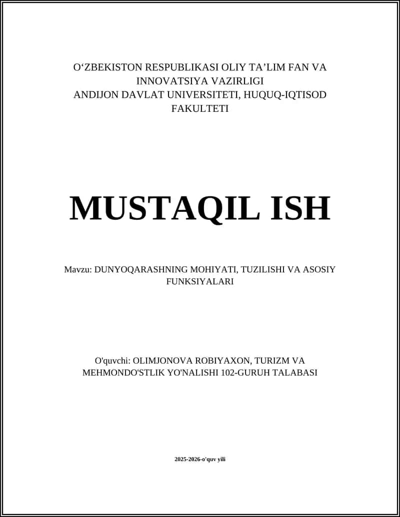 Dunyoqarashning Mohiyati 1