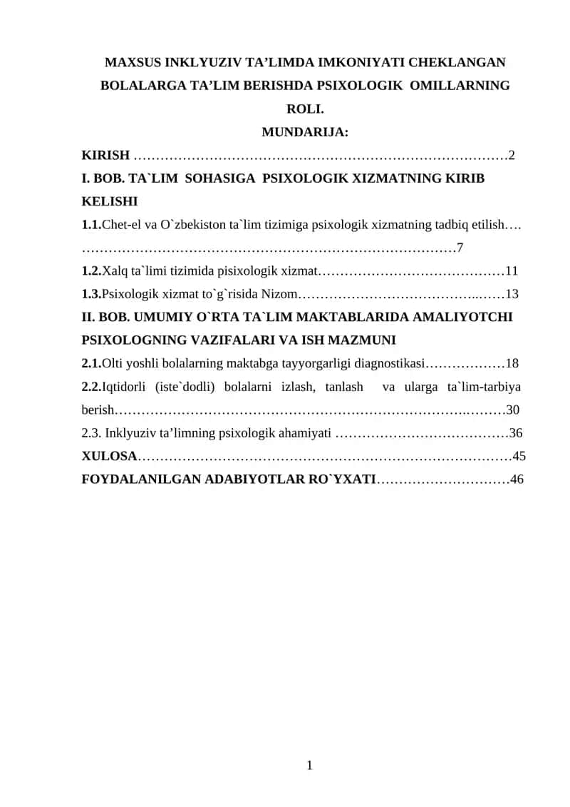 Psixologik xizmatning tadbiq etilishi 1