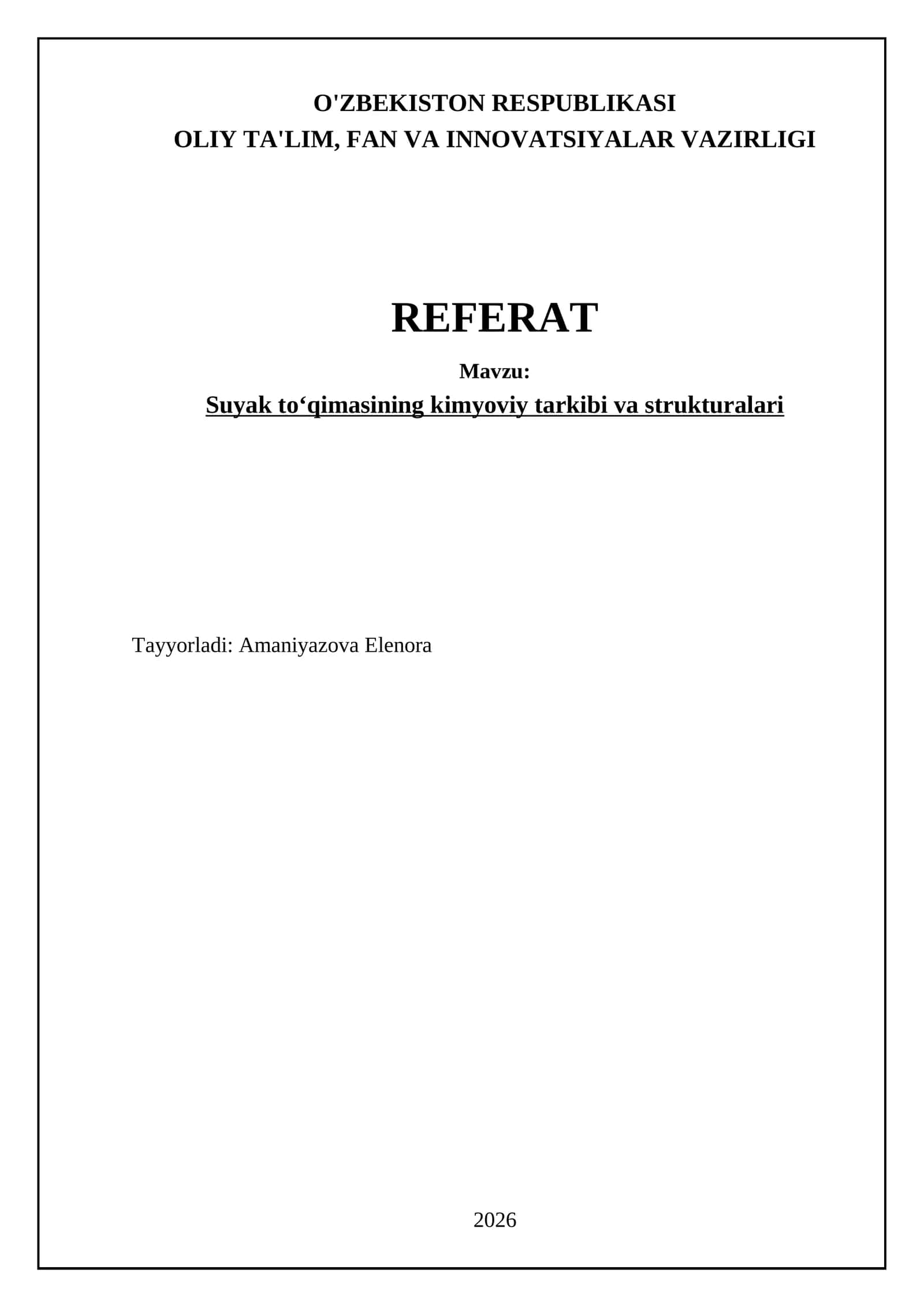 Suyak to‘qimasining kimyoviy tarkibi va strukturalari 1