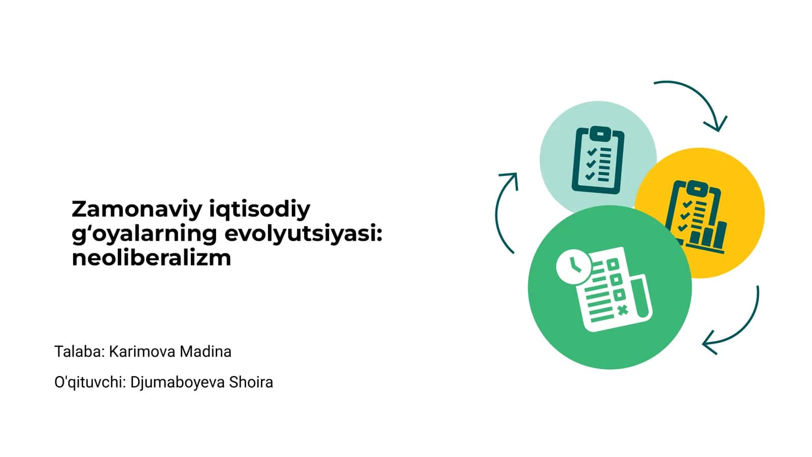 Zamonaviy iqtisodiy gʻoyalarning evolyutsiyasi: neoliberalizm 1