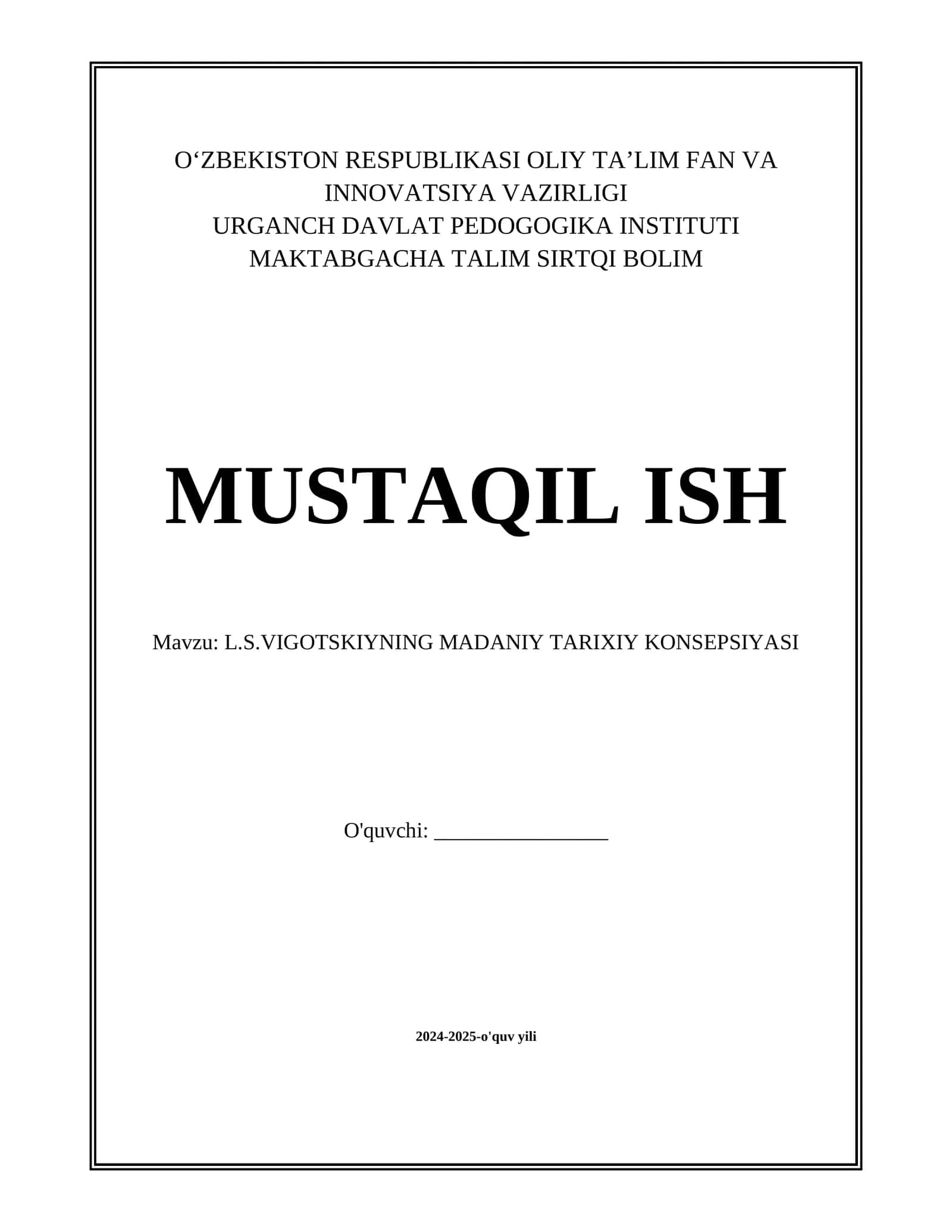 L.S.VIGOTSKIYNING MADANIY TARIXIY KONSEPSIYASI 1