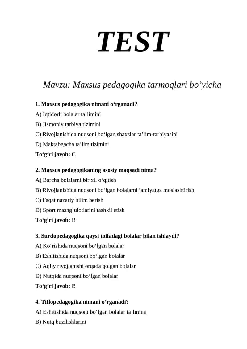 Maxsus pedagogika tarmoqlari 1