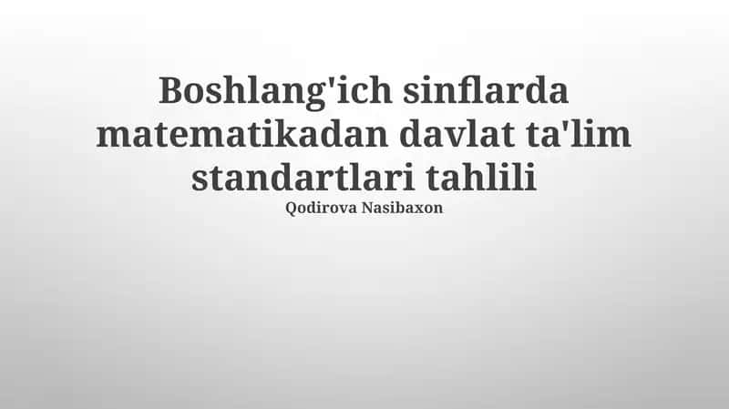 Davlat Ta'lim Standartlarini Tahlil qilish 1