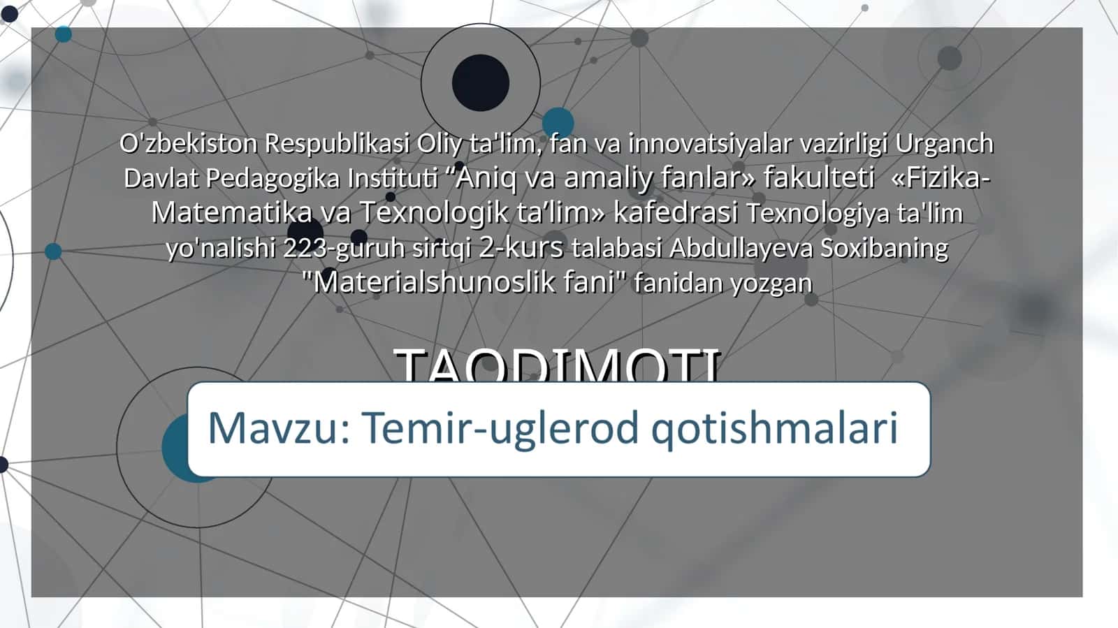 TEMIR-UGLEROD QOTISHMALARI 1