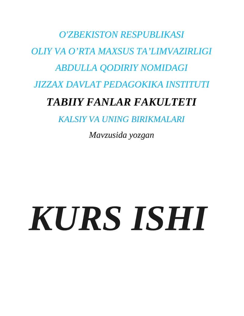 Kalsiy va uning birikmalari 1