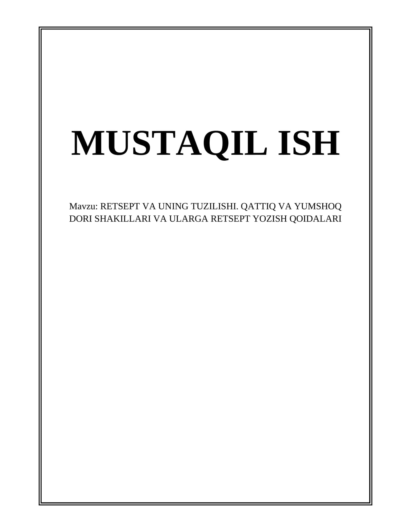 RETSEPT VA UNING TUZILISHI 1