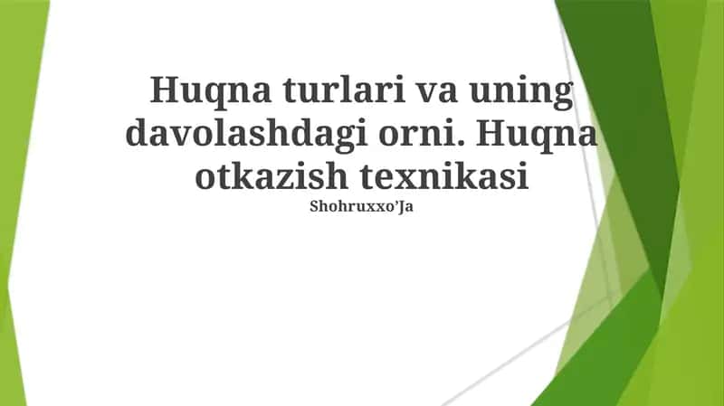 Klizma qo'llash texnikasi 1