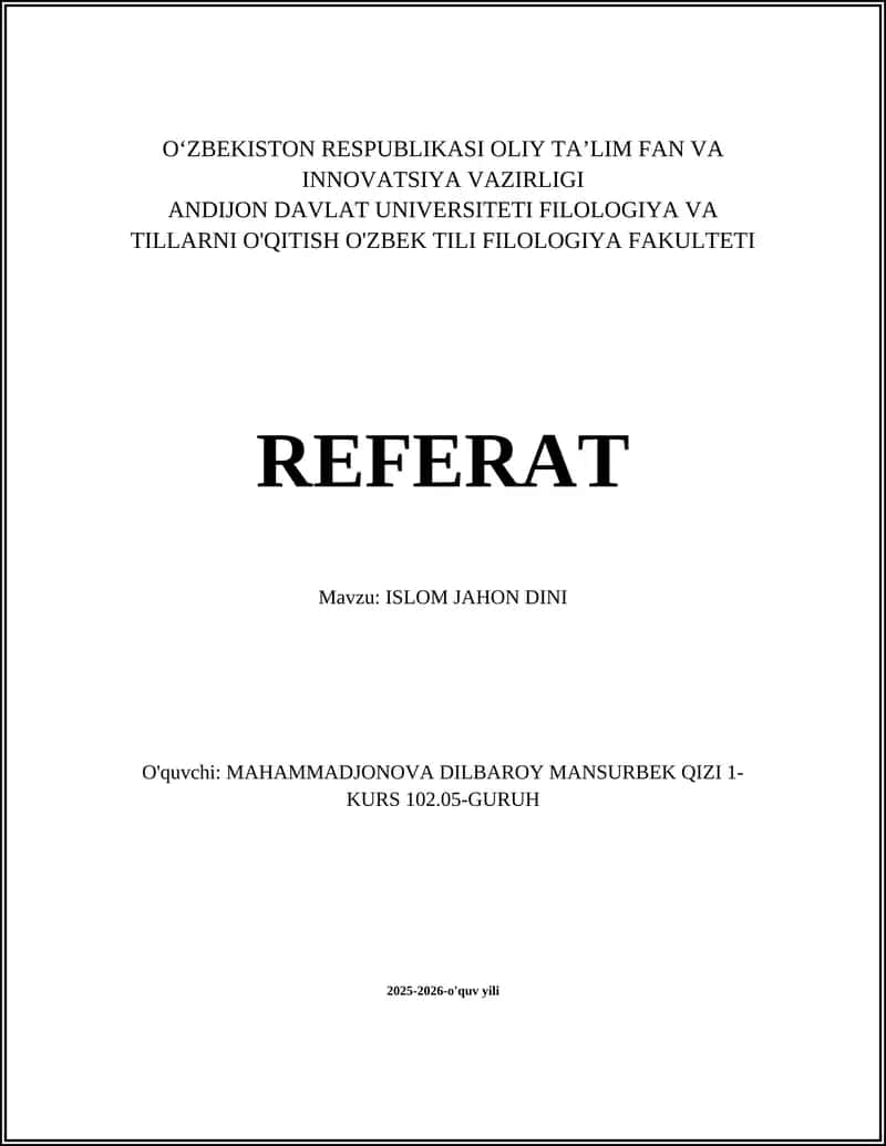 ISLOM JAHON DINI 1