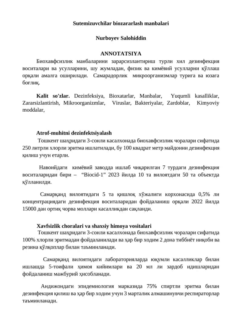 Sutemizuvchilar biozararlash manbalari 1