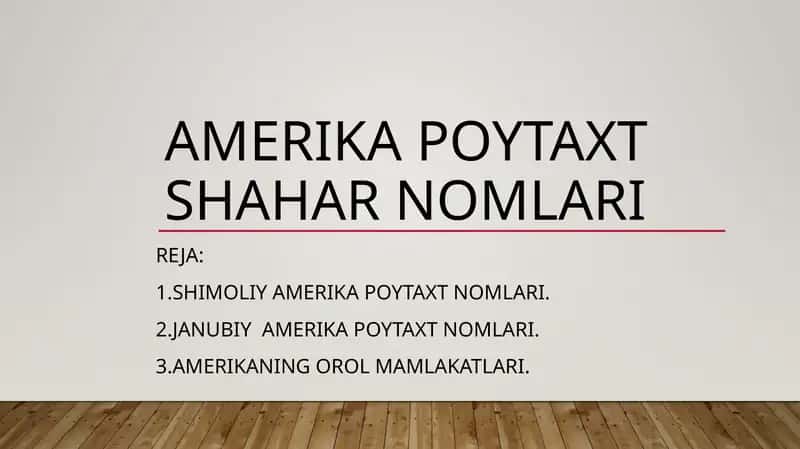 Amerika poytaxt shahar nomlari 1