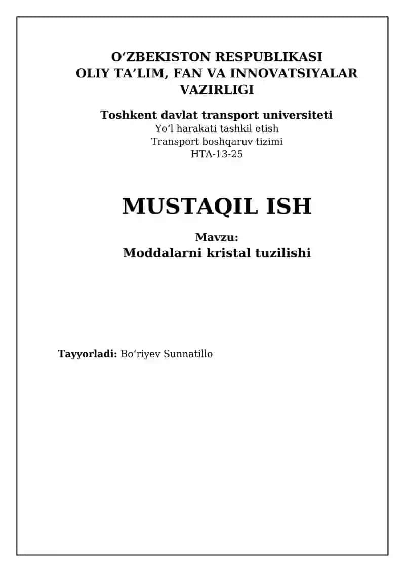Moddalar Kristalli Tuzilishi