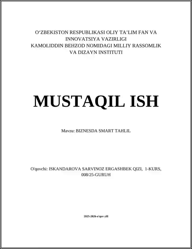 BIZNESDA SMART TAHLIL