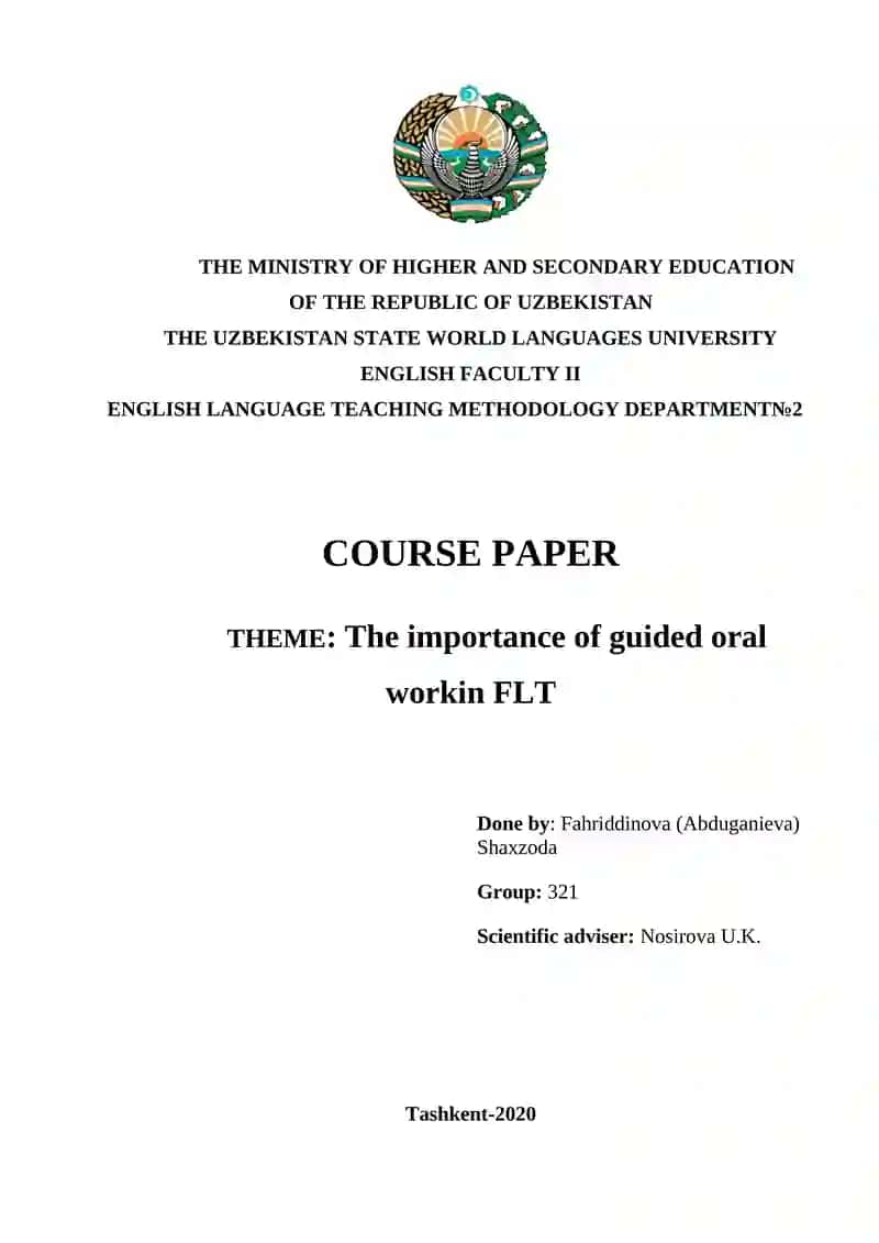 COURSE PAPER The importance of guided oral workin FLT