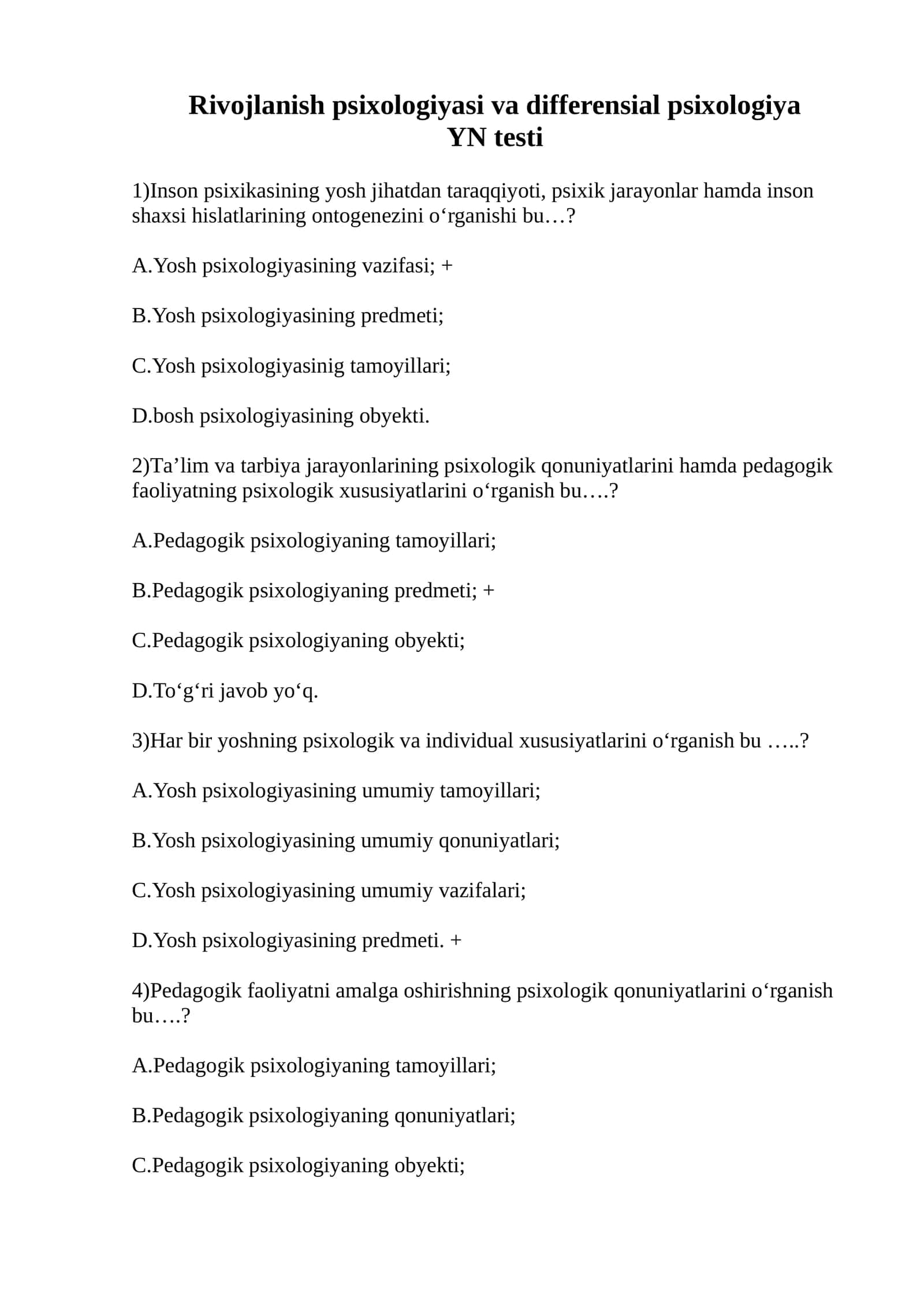 Rivojlanish psixologiyasi va differensial psixologiya 1
