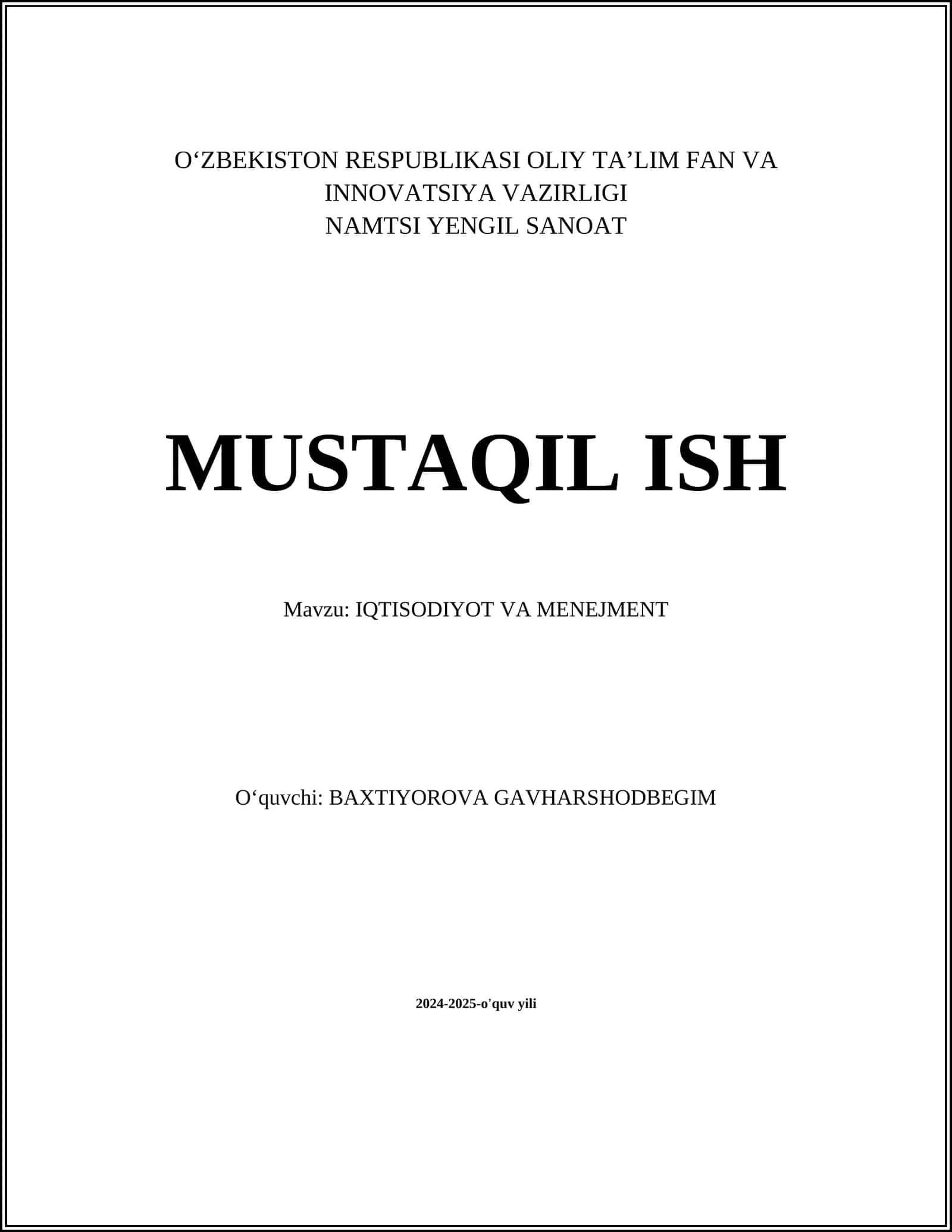 IQTISODIYOT VA MENEJMENT 1