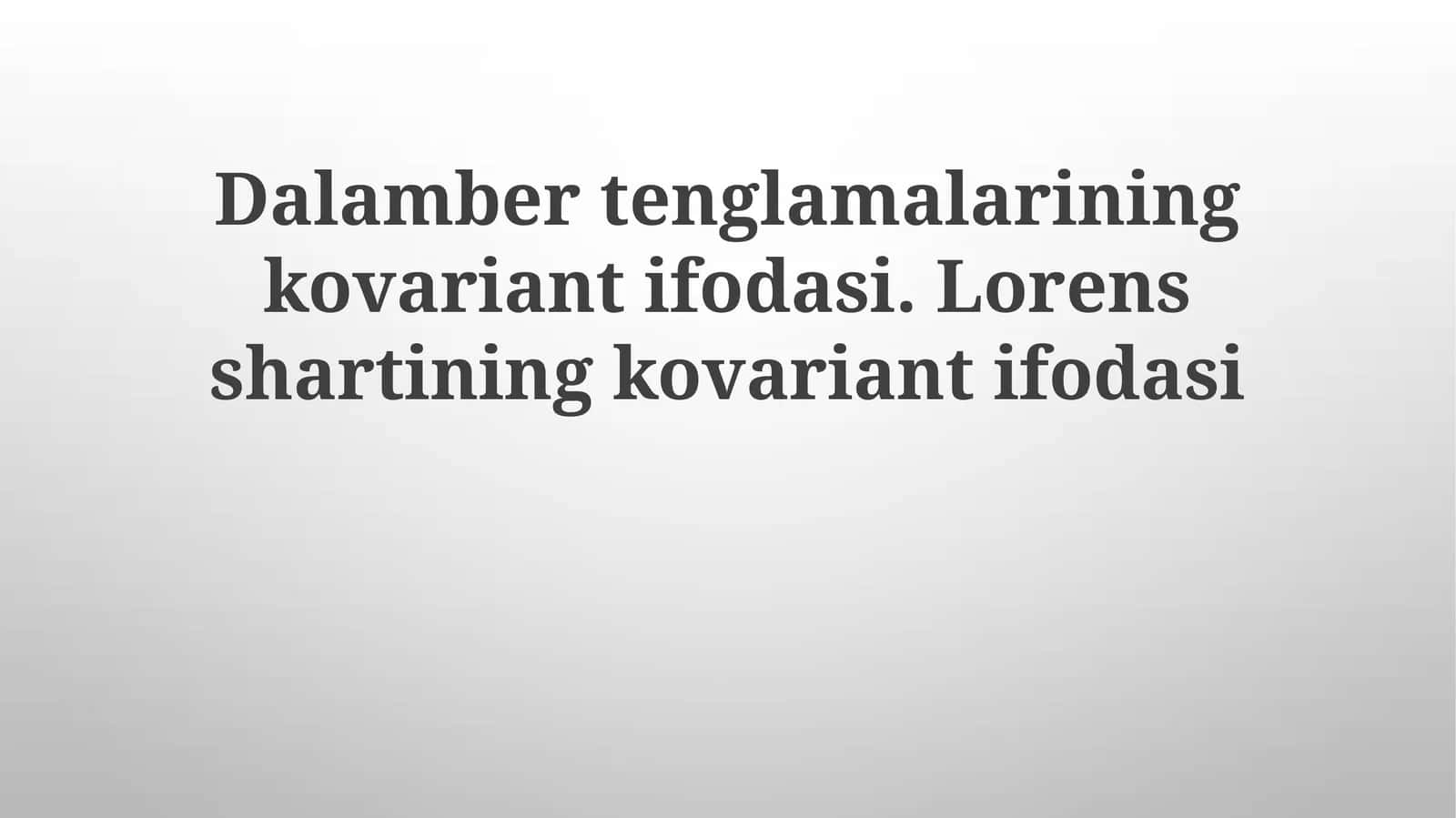 D’Alembert tenglamasining kovariant koʻrinishi 1