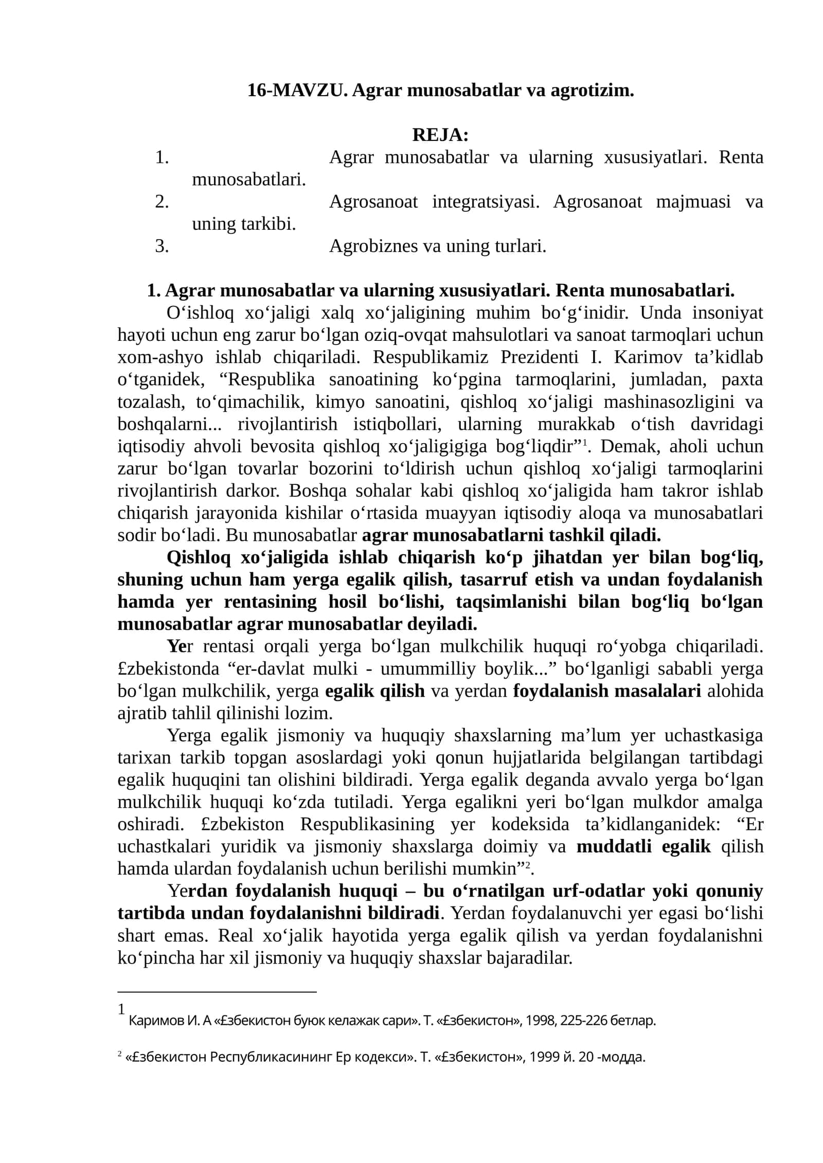 Agrar munosabatlar va agrotizim 1