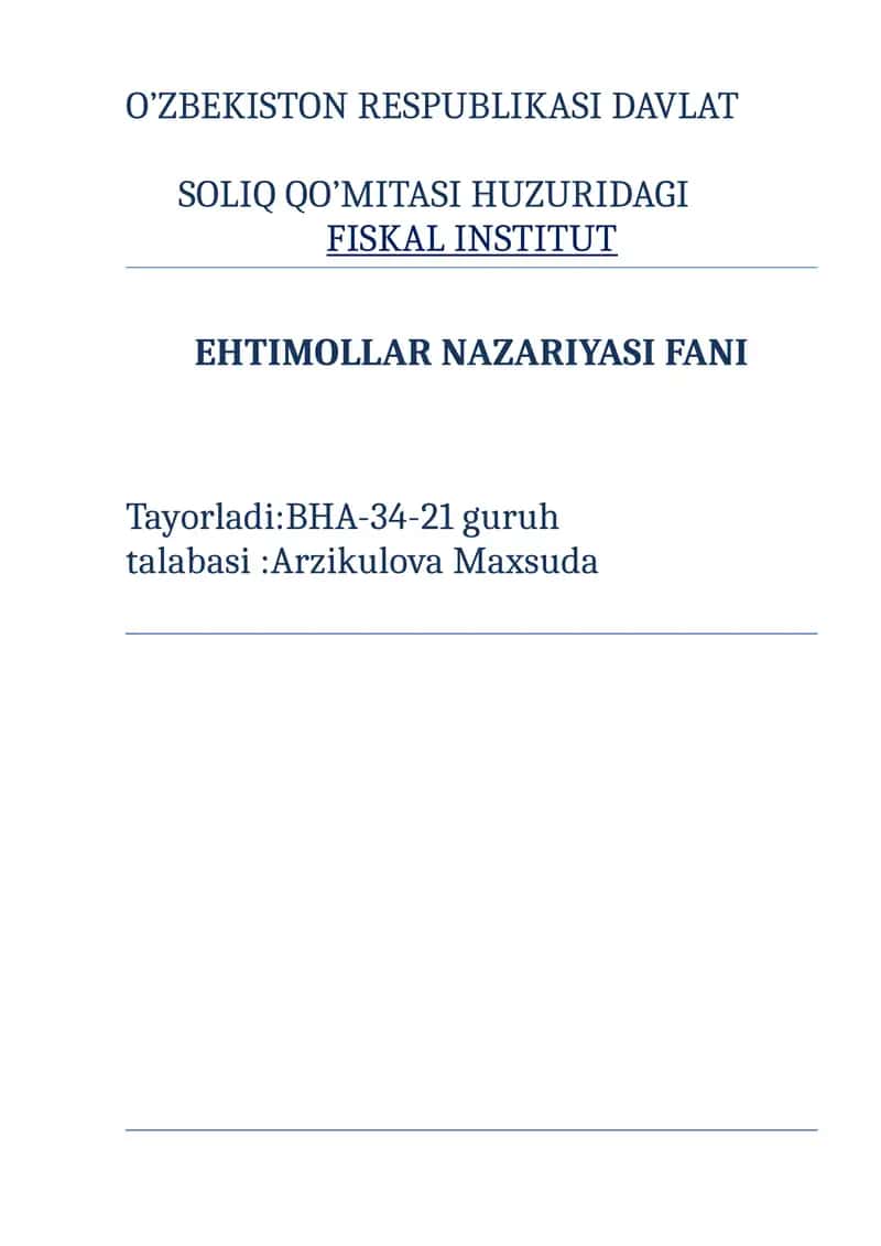 EHTIMOLLAR NAZARIYASI FANI 1