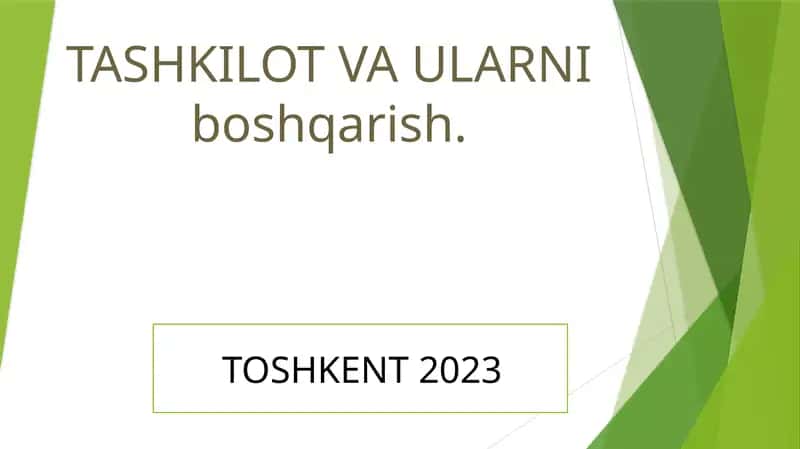 TASHKILOT VA ULARNIboshqarish 1