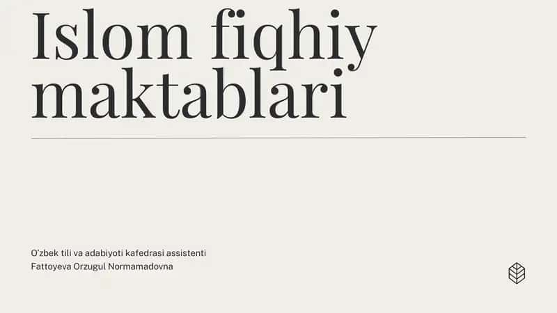 Islom fiqhiy maktablari 1