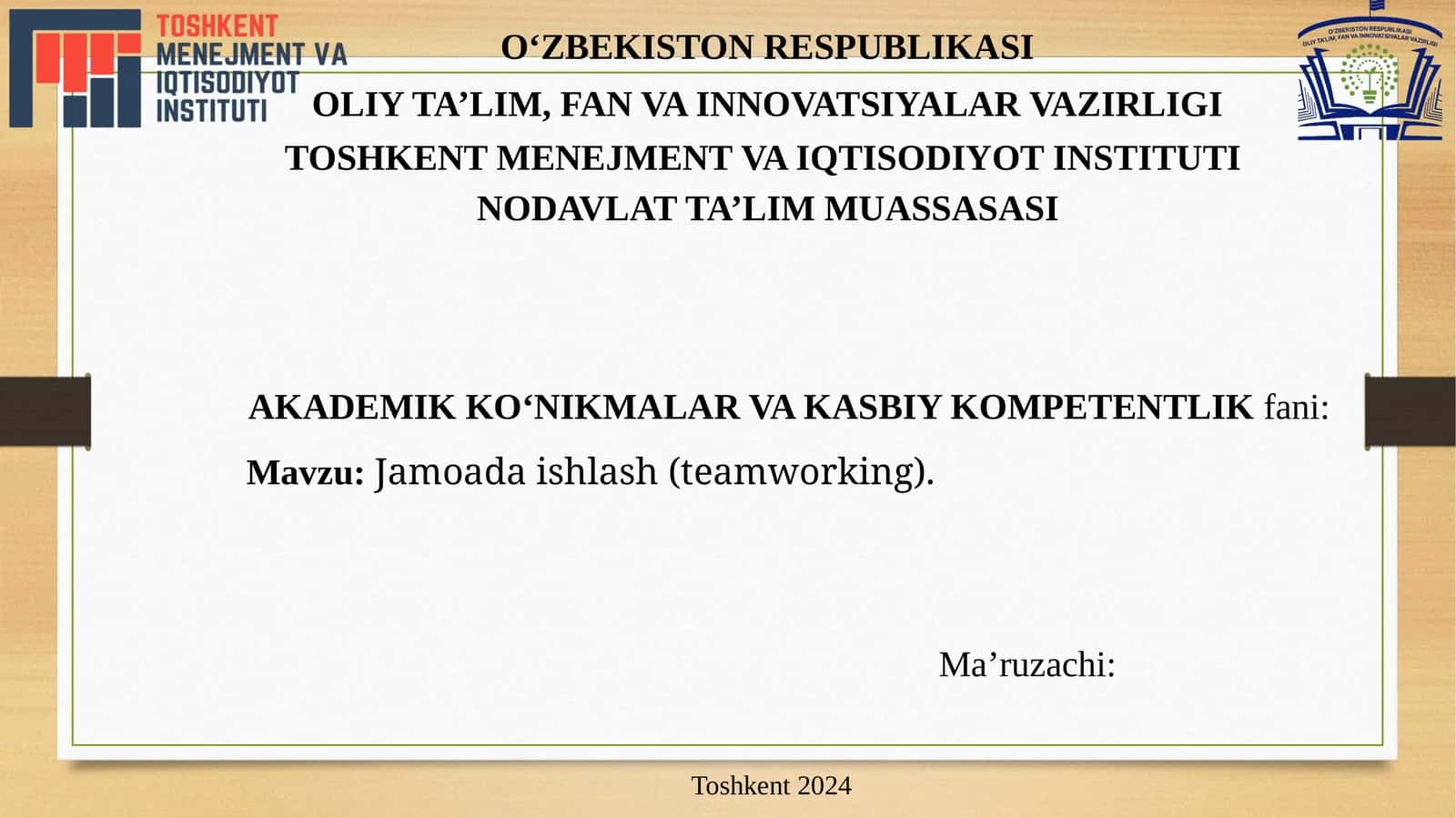 Jamoada ishlash (teamworking) 1