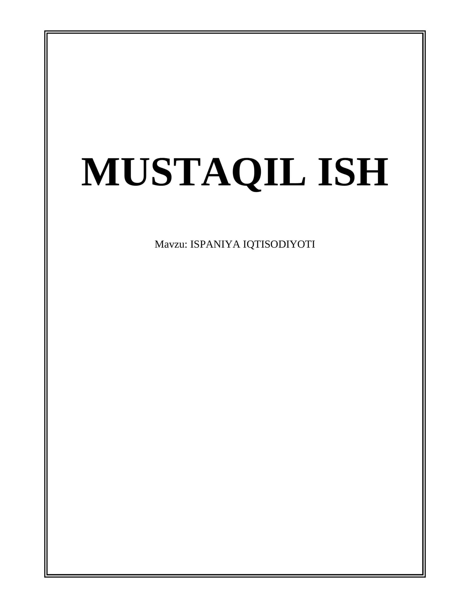 ISPANIYA IQTISODIYOTI 1