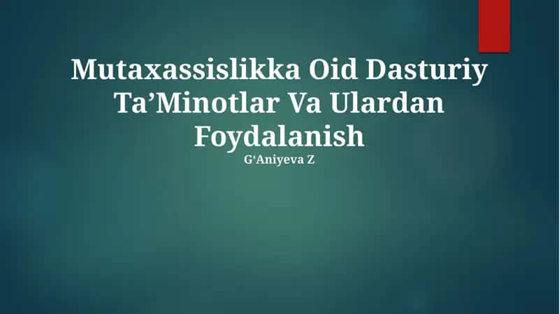 Mutaxassislikka OID Dasturiy Ta'minotlar 1