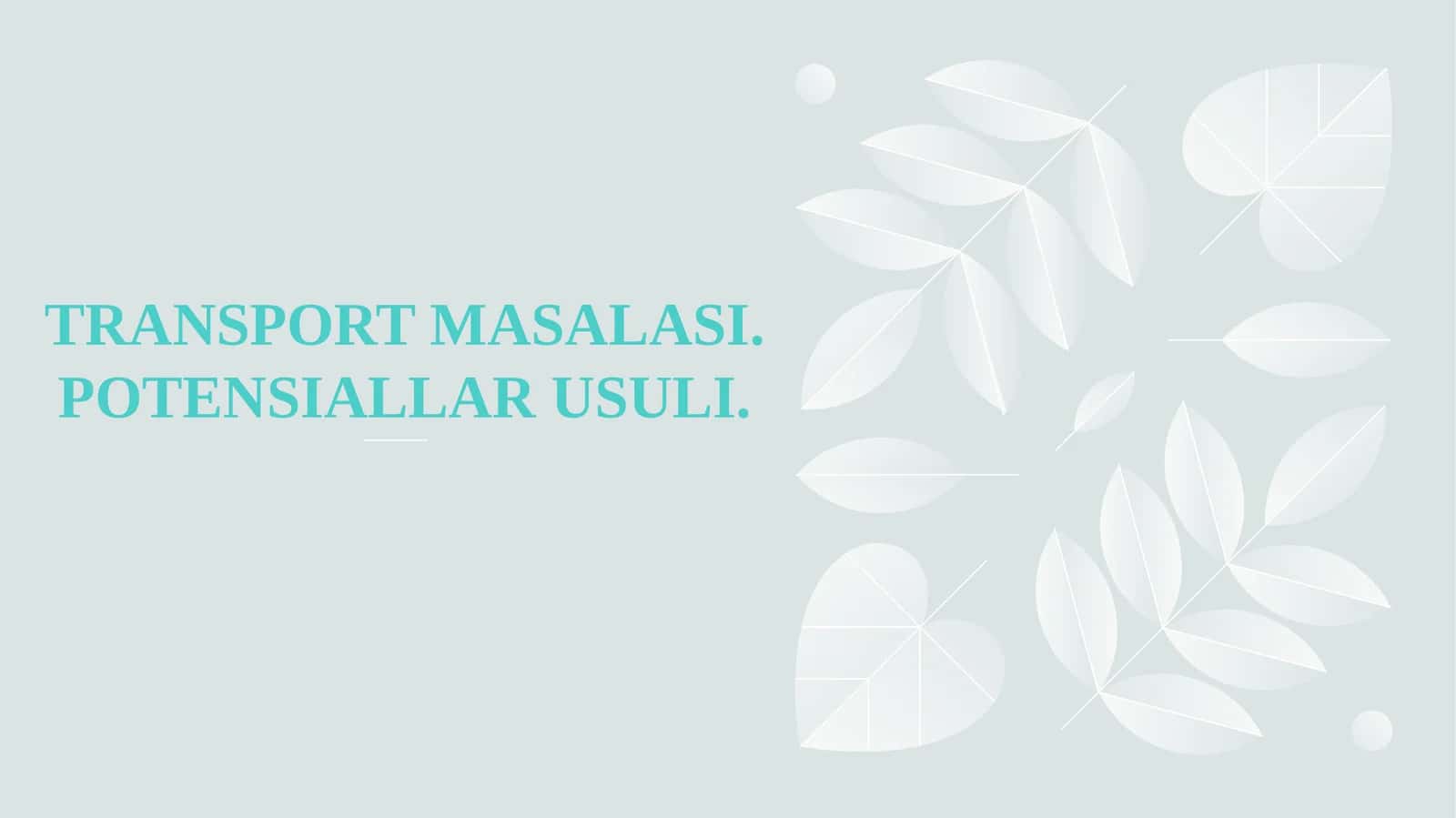 Transport masalasi. Potensiallar usuli. 1