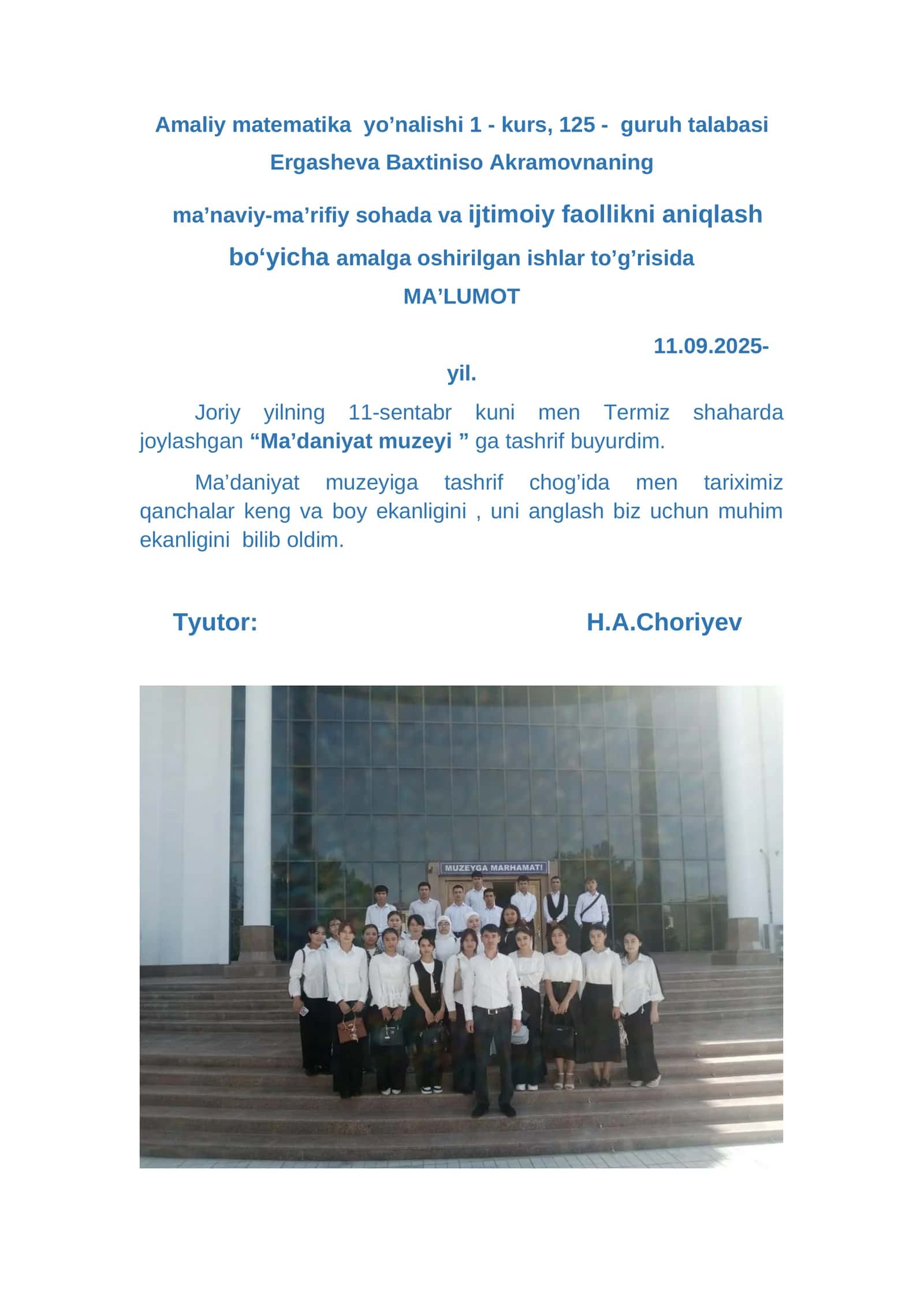 Amaliy matematika yo’nalishi 1 - kurs 1