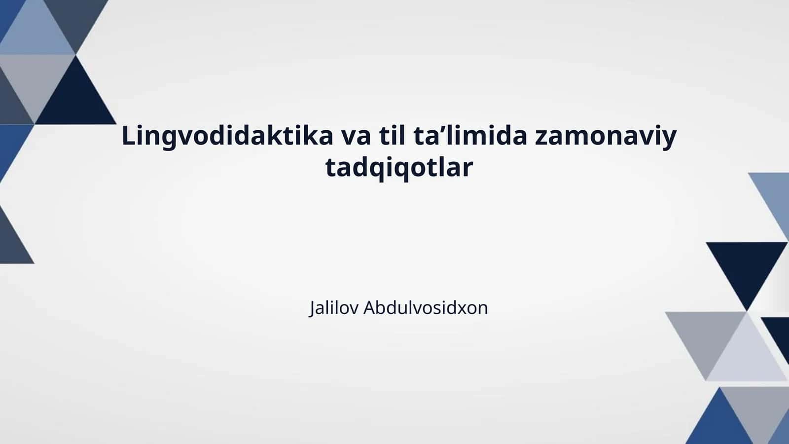 Lingvodidaktika va til ta’limida zamonaviy tadqiqotlar 1