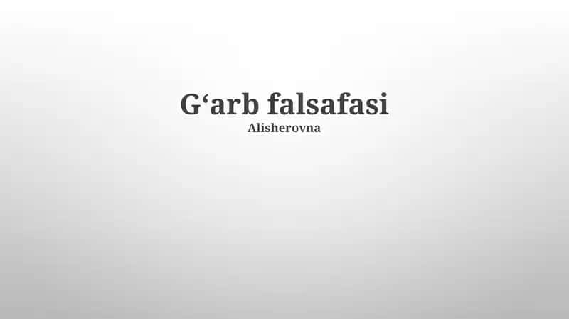 Gʻarb falsafasi 1