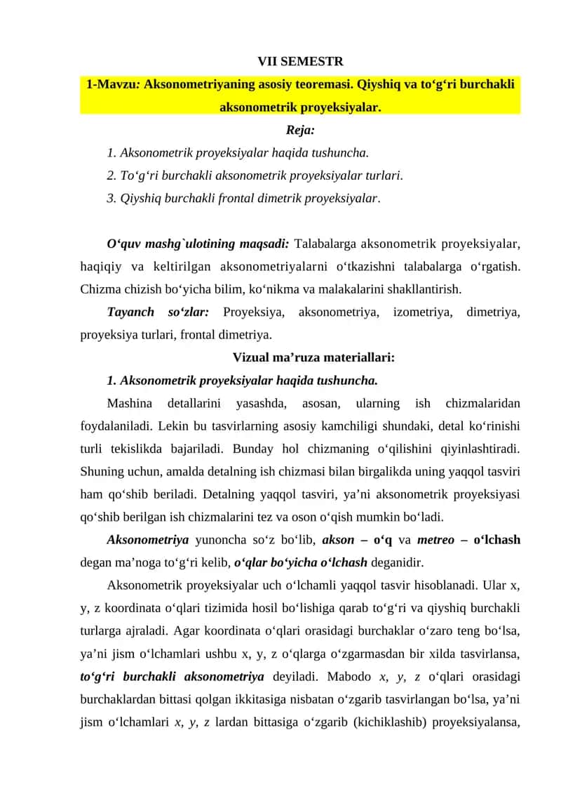 Aksonometrik proyeksiyalar 1
