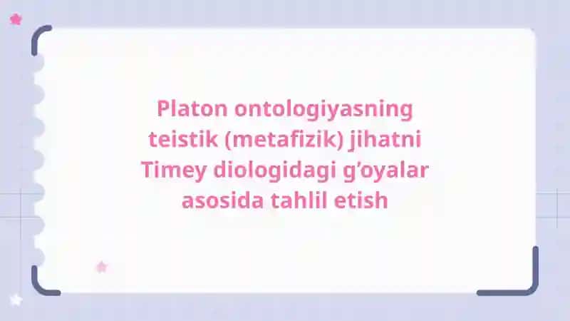 Platon Ontologiyalari va Timey Teizm