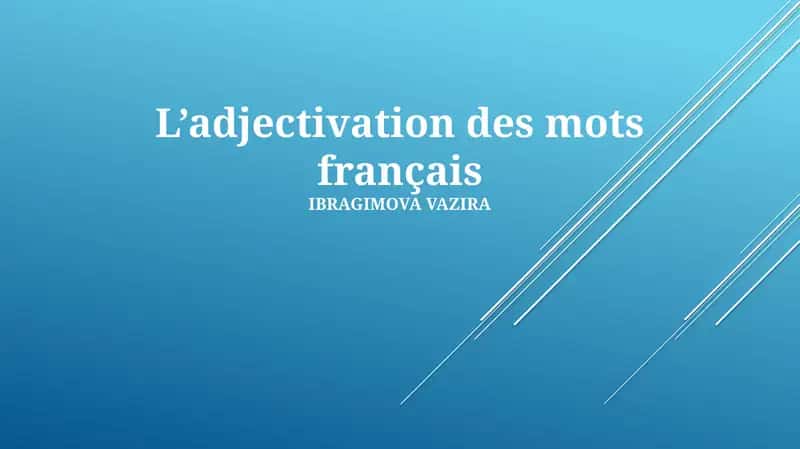 L’adjectivation des mots français 1