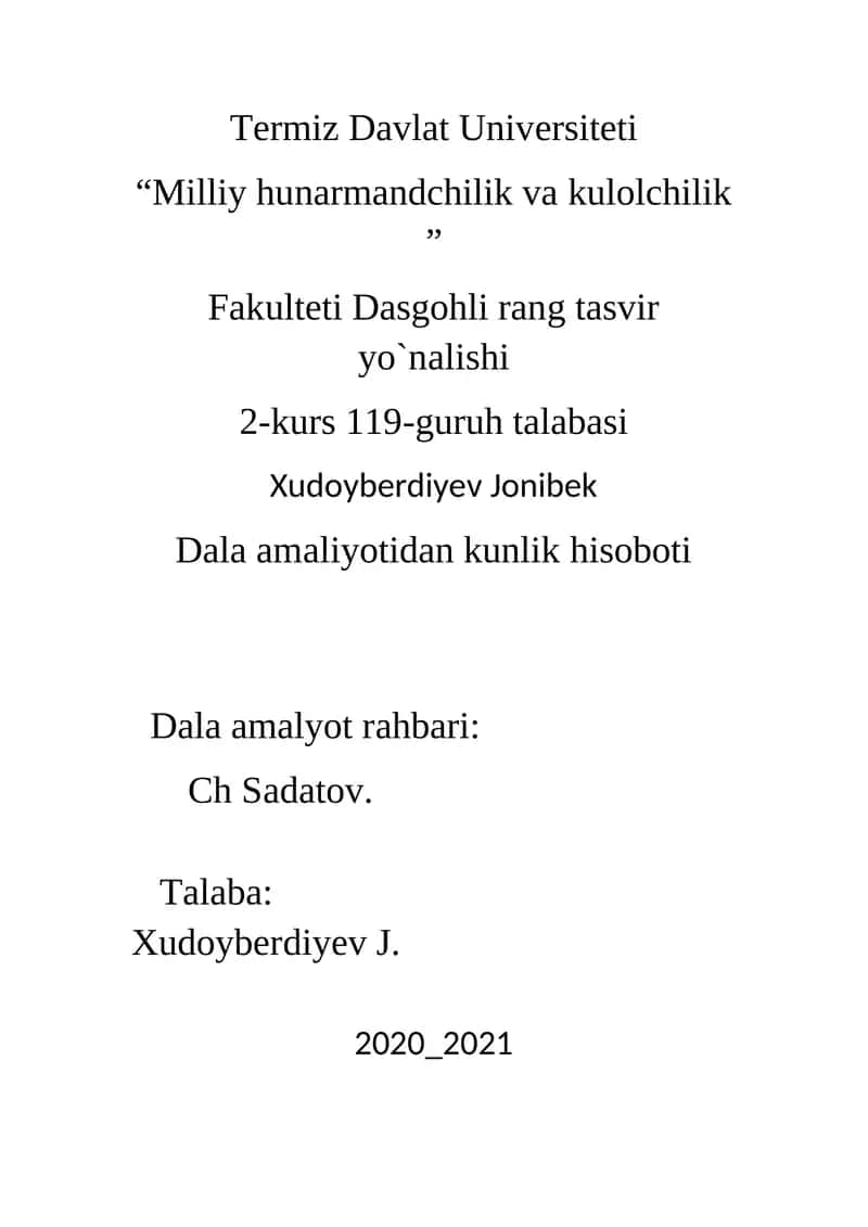 Dala amaliyot 1