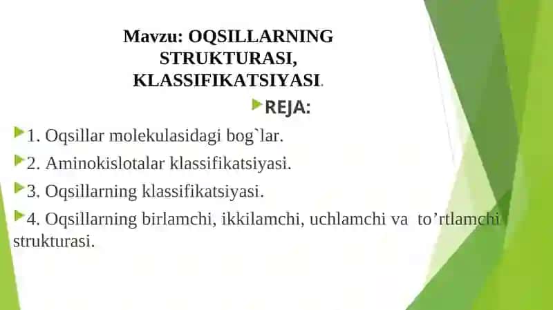 Oqsillar strukturasi, klassifikatsiyasi