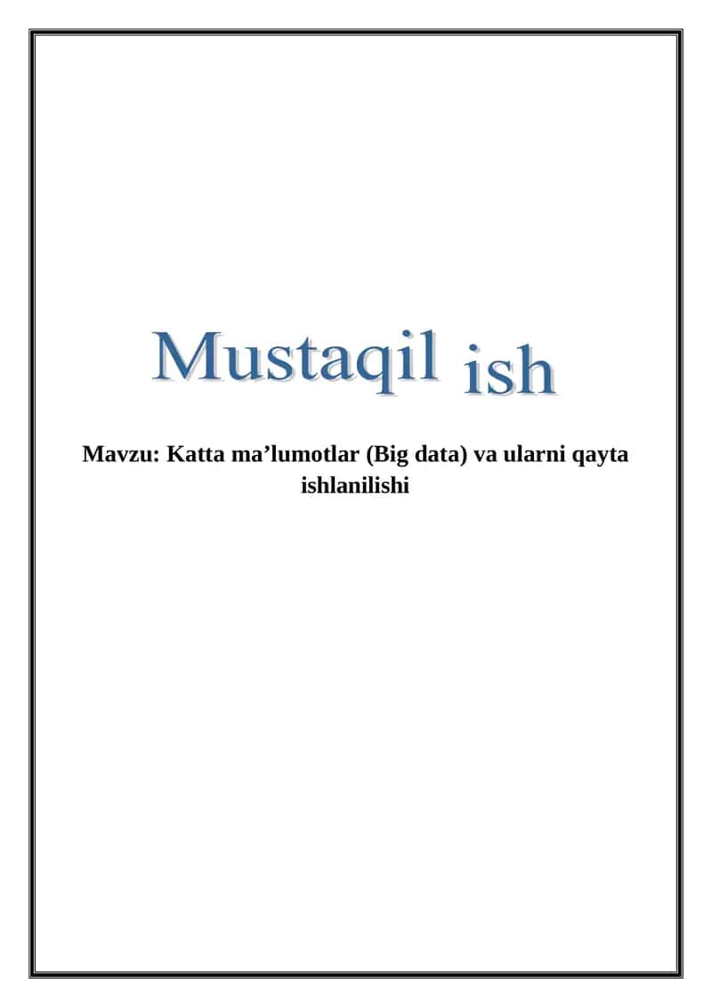 Katta ma’lumotlar (Big data) 1