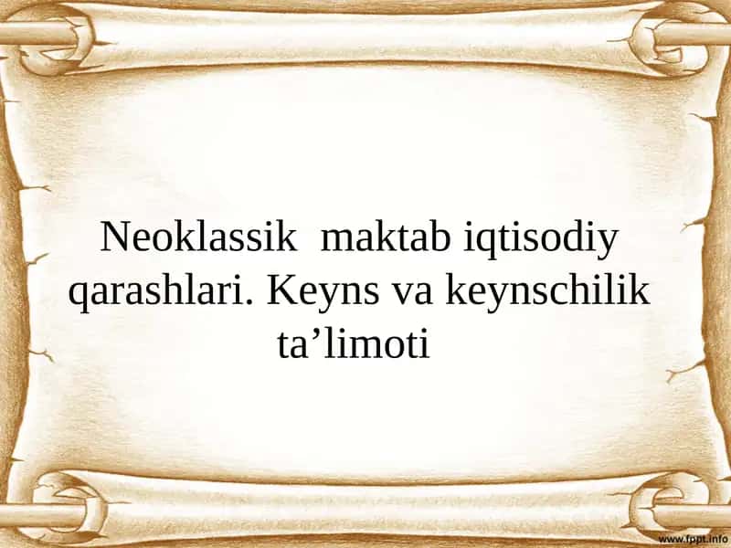 Neoklassik maktab iqtisodiy qarashlari 1