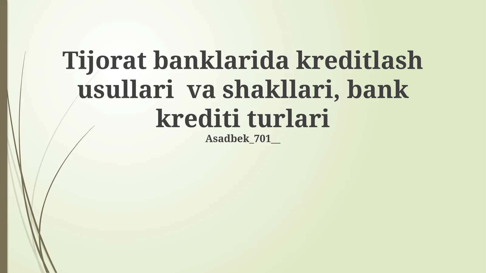 Bank kreditlari 1