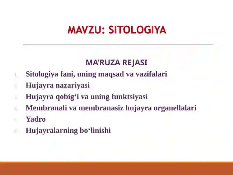 Sitologiya fanidan ma'ruza