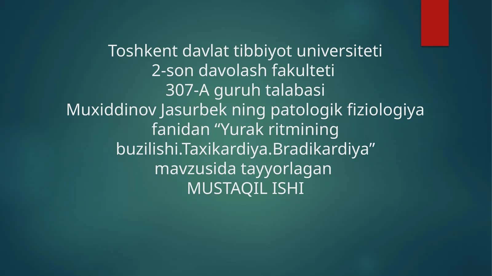 Yurak ritmining buzilishi. Taxikardiya. Bradikardiya 1